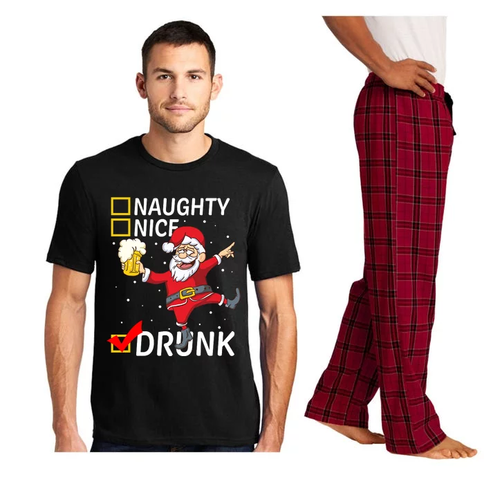 Drunk Santa With Beer Naughty Nice Drunk Xmas Funny Christmas Pajama Set