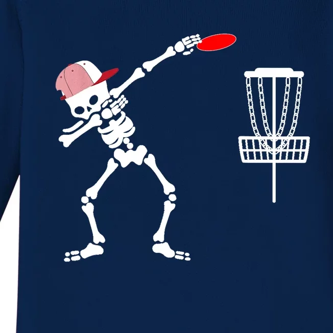 Dabbing Skeleton Wear Hat Disc Golf Player Halloween Costume Baby Long Sleeve Bodysuit