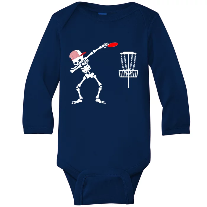 Dabbing Skeleton Wear Hat Disc Golf Player Halloween Costume Baby Long Sleeve Bodysuit