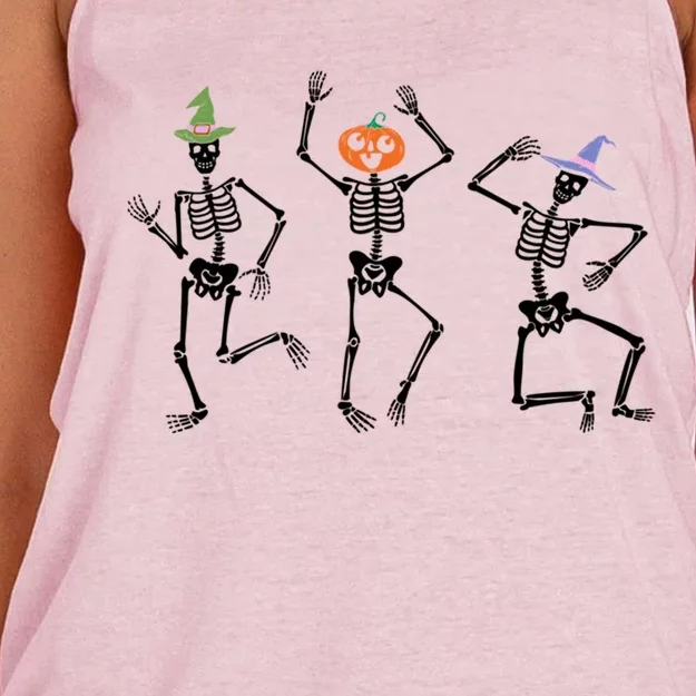 Dancing Skeleton Witches Halloween Great Gift Women's Knotted Racerback Tank