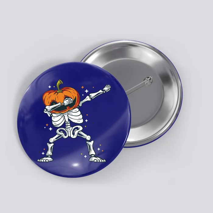 Dabbing Skeleton With Pumpkin Head Jack O Lantern Dab Cute Gift Button