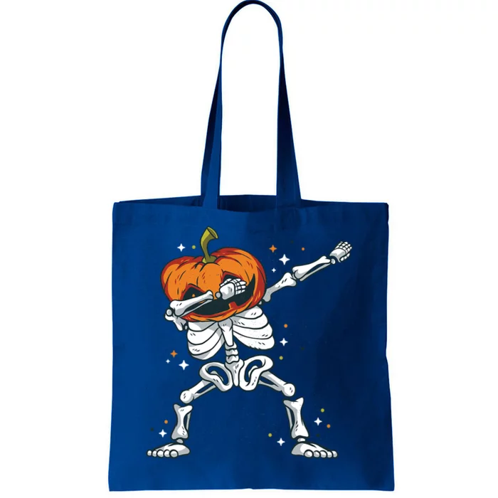 Dabbing Skeleton With Pumpkin Head Jack O Lantern Dab Cute Gift Tote Bag