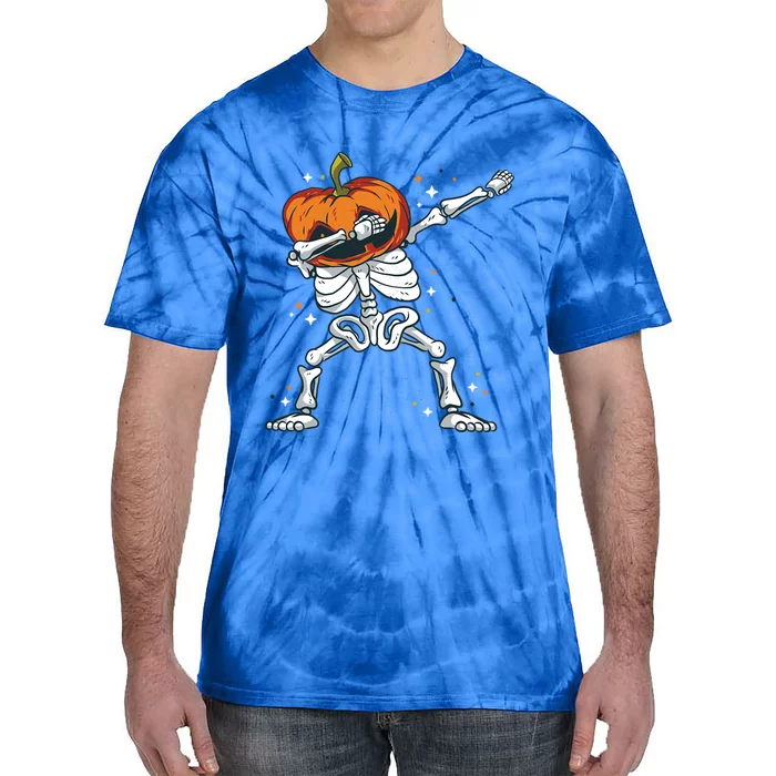 Dabbing Skeleton With Pumpkin Head Jack O Lantern Dab Cute Gift Tie-Dye T-Shirt