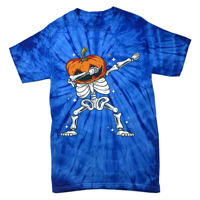 Dabbing Skeleton With Pumpkin Head Jack O Lantern Dab Cute Gift Tie-Dye T-Shirt