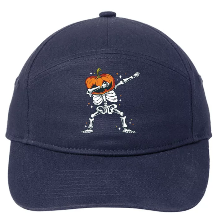 Dabbing Skeleton With Pumpkin Head Jack O Lantern Dab Cute Gift 7-Panel Snapback Hat