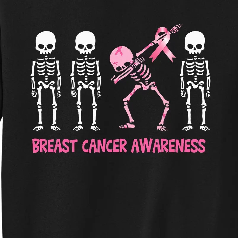 Dabbing Skeleton with Pink Ribbon Breast Cancer Awareness Halloween Sweatshirt