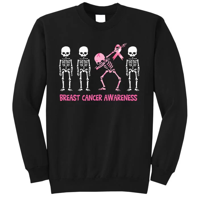 Dabbing Skeleton with Pink Ribbon Breast Cancer Awareness Halloween Sweatshirt