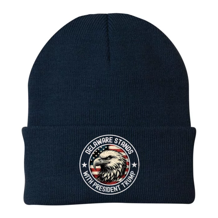 Delaware Stands With Trump Gift Knit Cap Winter Beanie