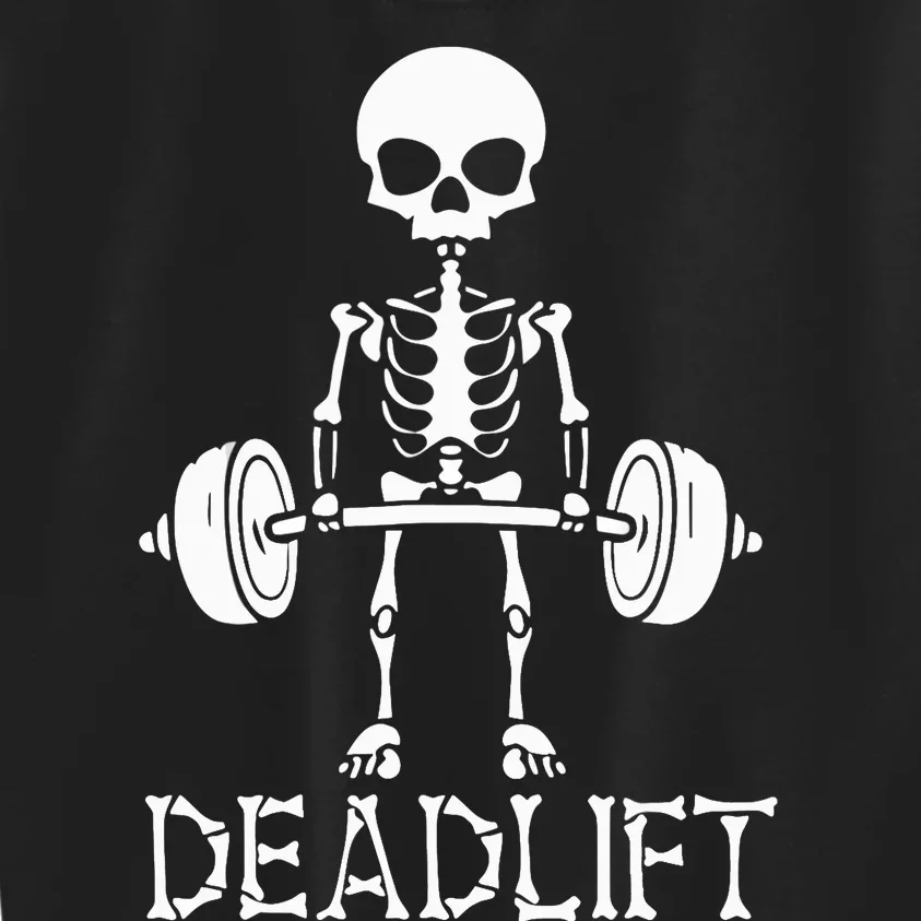 Deadlift Skeleton Workout Bodybuilding Gym Funny Skull Kids Sweatshirt