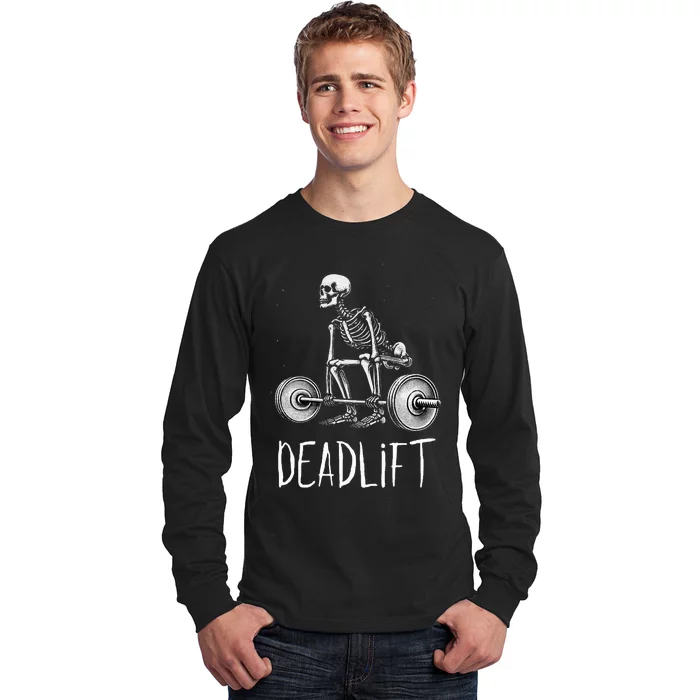 Deadlift Skeleton Workout Halloween Weight Lifting Fitness Long Sleeve Shirt