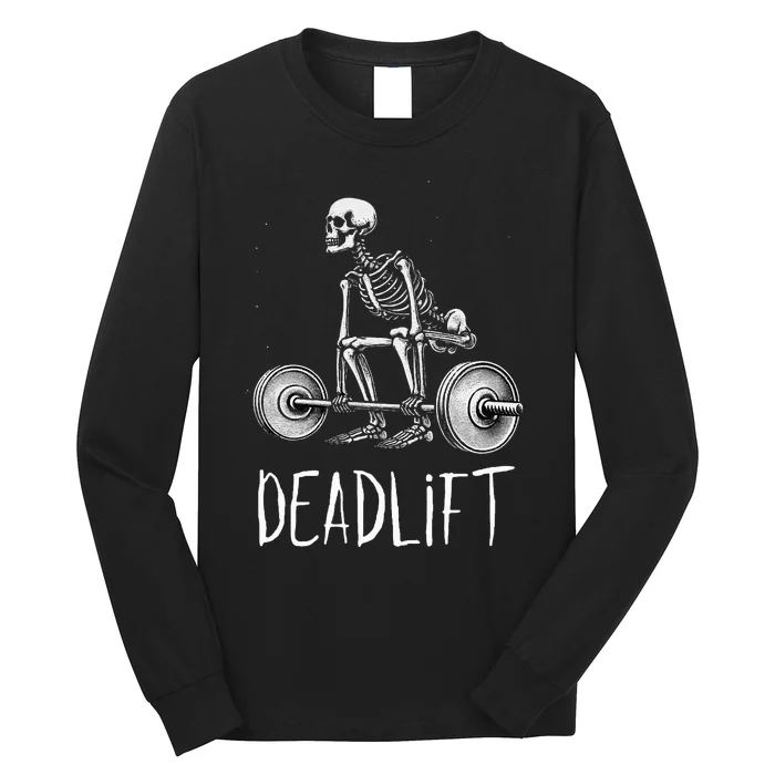 Deadlift Skeleton Workout Halloween Weight Lifting Fitness Long Sleeve Shirt