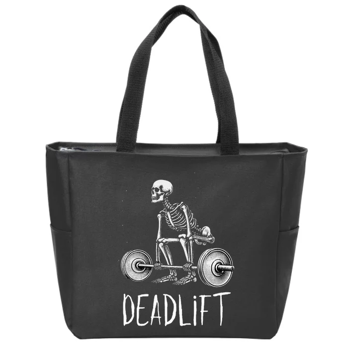 Deadlift Skeleton Workout Halloween Weight Lifting Fitness Zip Tote Bag