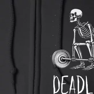 Deadlift Skeleton Workout Halloween Weight Lifting Fitness Full Zip Hoodie