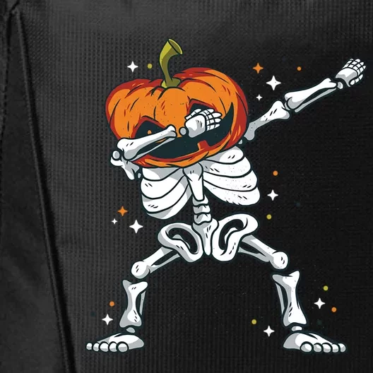 Dabbing Skeleton With Pumpkin Head Jack O Lantern Dab Gift City Backpack