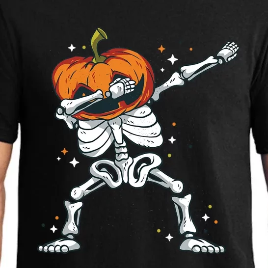 Dabbing Skeleton With Pumpkin Head Jack O Lantern Dab Gift Pajama Set