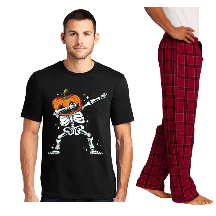 Dabbing Skeleton With Pumpkin Head Jack O Lantern Dab Gift Pajama Set