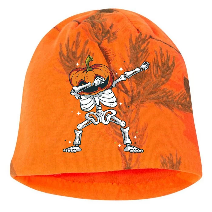 Dabbing Skeleton With Pumpkin Head Jack O Lantern Dab Gift Kati - Camo Knit Beanie