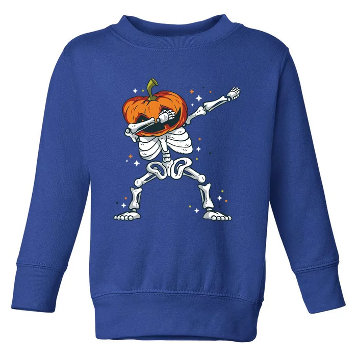 Dabbing Skeleton With Pumpkin Head Jack O Lantern Dab Gift Toddler Sweatshirt