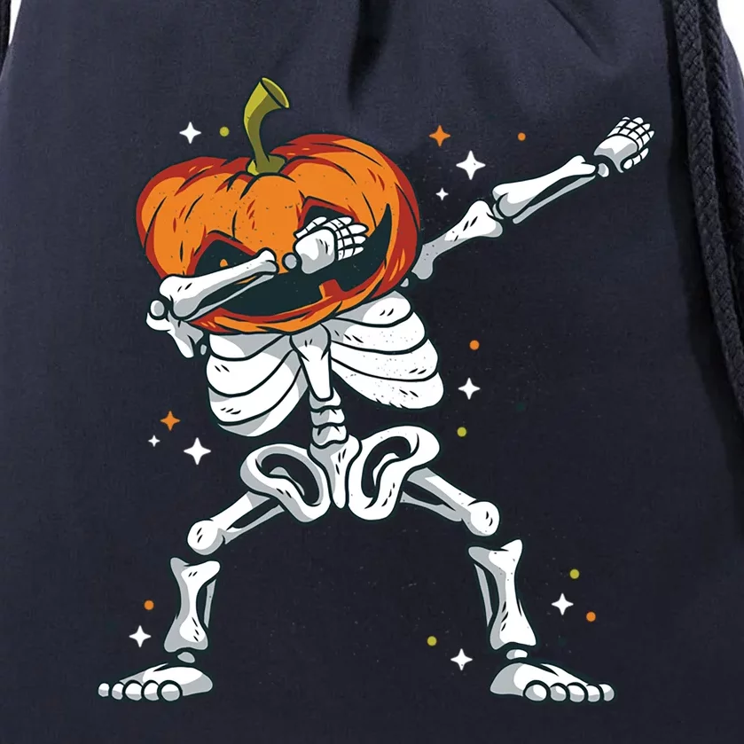 Dabbing Skeleton With Pumpkin Head Jack O Lantern Dab Gift Drawstring Bag