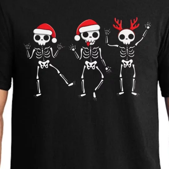 Dancing Skeleton With Santa Hats Funny Family Xmas Cool Gift Pajama Set