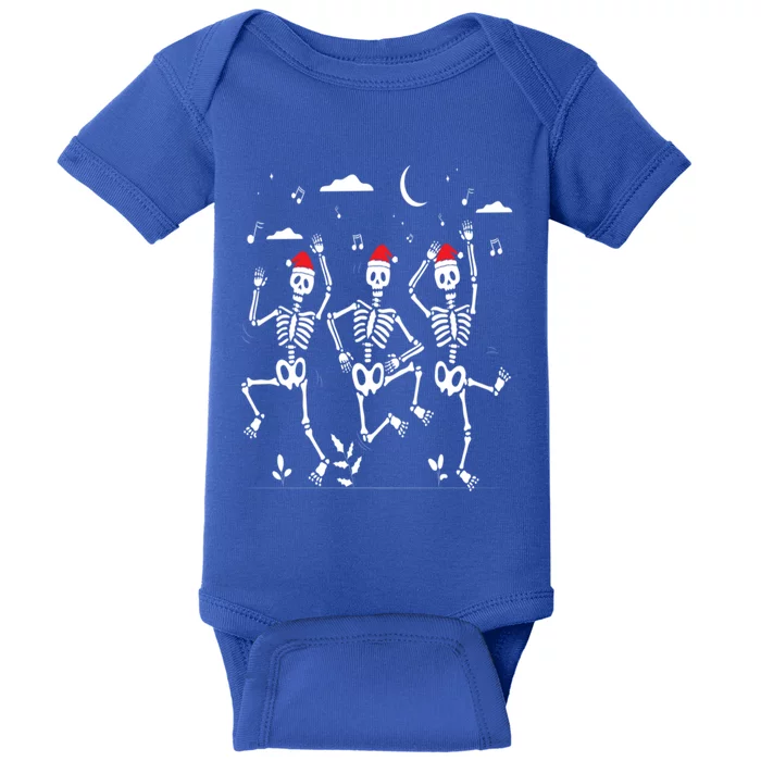 Dancing Skeletons With Xmas Santa Hats Christmas Scary Meaningful Gift Baby Bodysuit