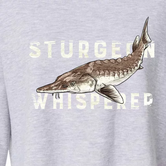 Distressed Sturgeon Whisperer Beluga Fish Funny Gift Cropped Pullover Crew