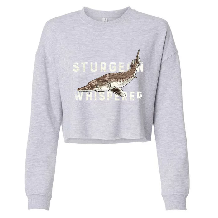 Distressed Sturgeon Whisperer Beluga Fish Funny Gift Cropped Pullover Crew