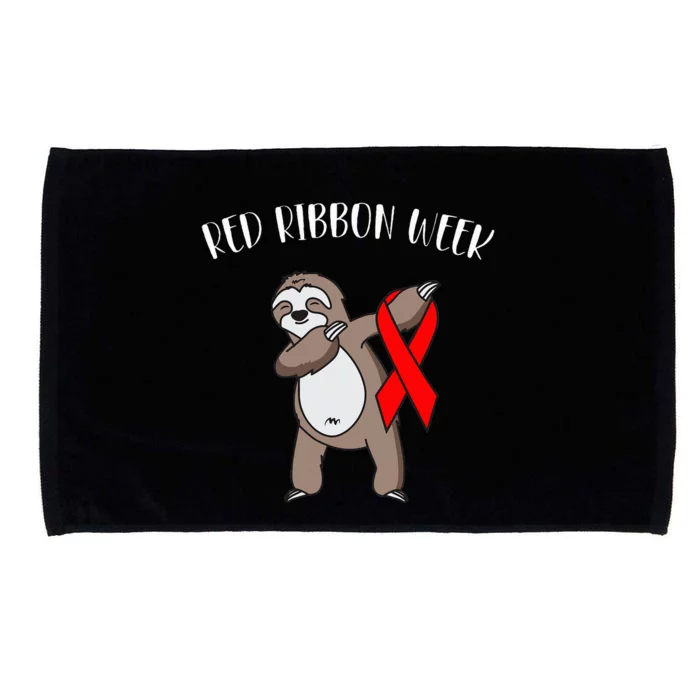 Dabbing Sloth We Wear Red For Red Ribbon Week Awareness Microfiber Hand Towel