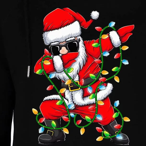 Dabbing Santa Xmas Lights Gifts Kids Girls Christmas Womens Funnel Neck Pullover Hood