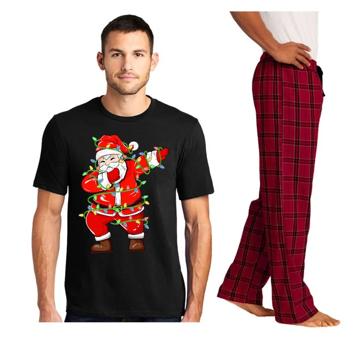 Dabbing Santa Xmas Lights Funny Christmas Pajama Set