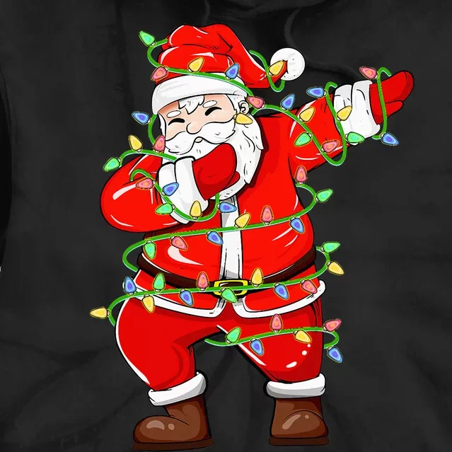 Dabbing Santa Xmas Lights Funny Christmas Tie Dye Hoodie