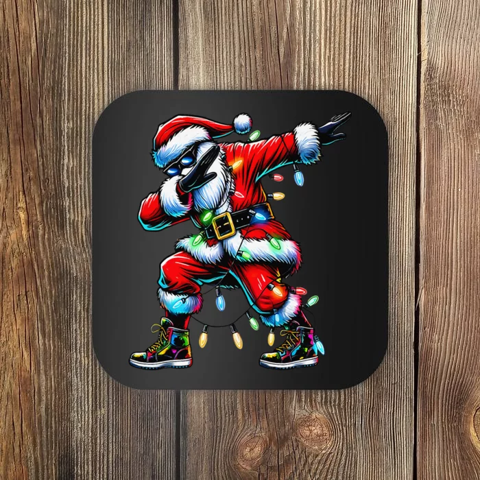 Dabbing Santa Xmas Lights Gifts Christmas Gift Coaster