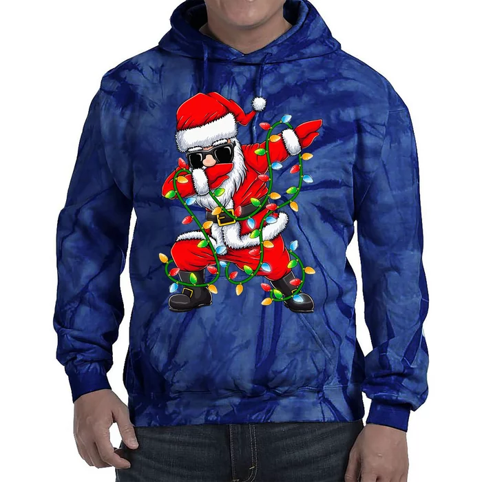 Dabbing Santa Xmas Lights Christmas Tie Dye Hoodie