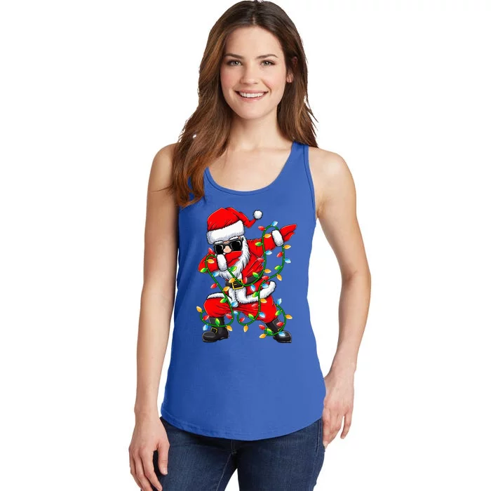 Dabbing Santa Xmas Lights Gifts Christmas Ladies Essential Tank