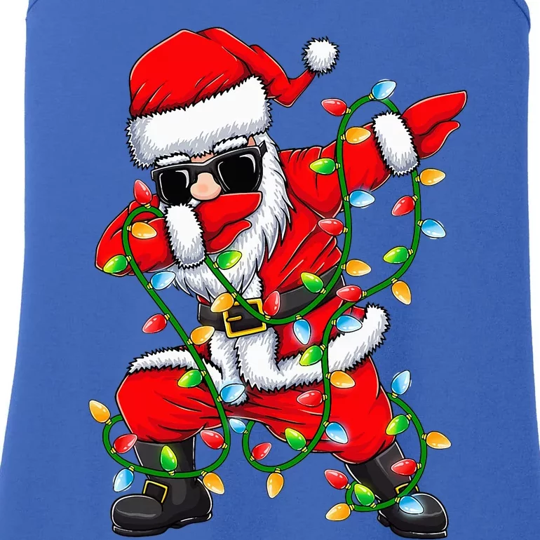 Dabbing Santa Xmas Lights Gifts Christmas Ladies Essential Tank