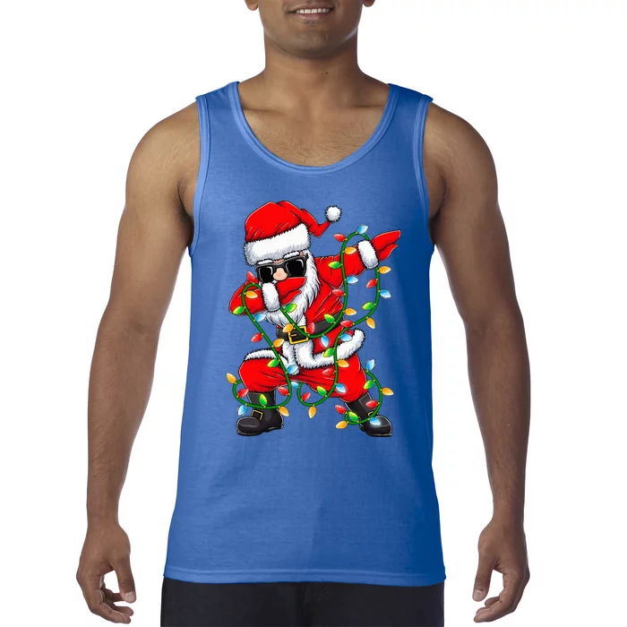 Dabbing Santa Xmas Lights Gifts Christmas Tank Top