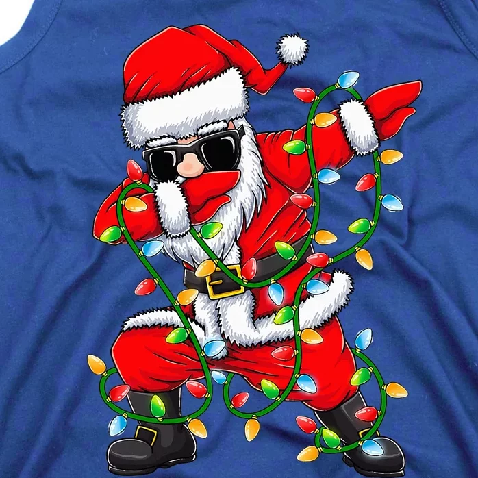 Dabbing Santa Xmas Lights Gifts Christmas Tank Top