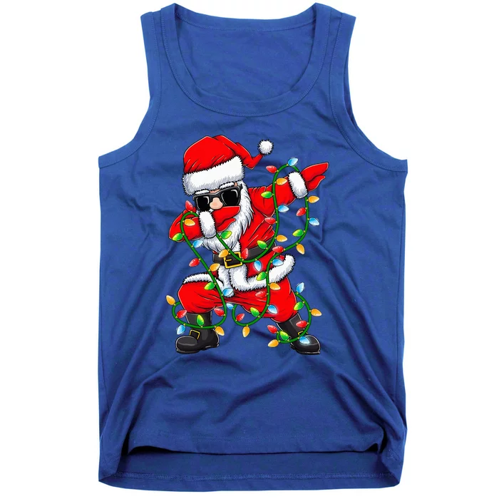 Dabbing Santa Xmas Lights Gifts Christmas Tank Top