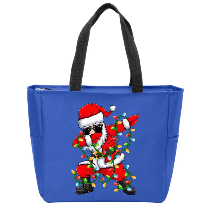 Dabbing Santa Xmas Lights Gifts Christmas Zip Tote Bag