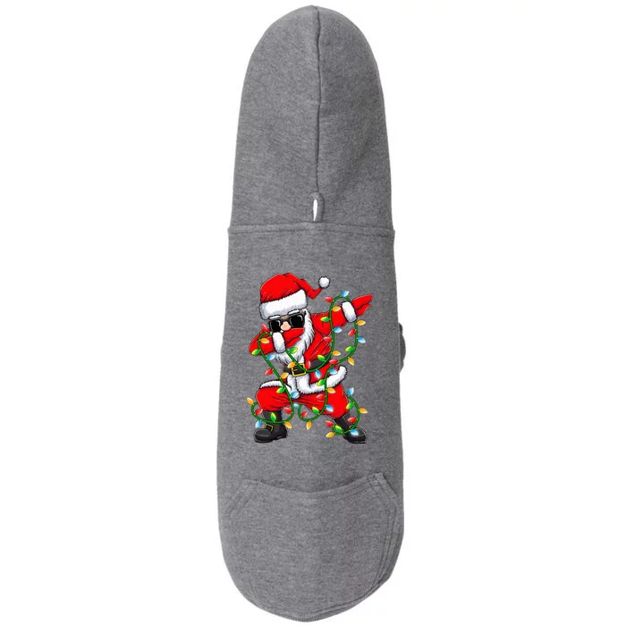 Dabbing Santa Xmas Lights Gifts Christmas Doggie 3-End Fleece Hoodie