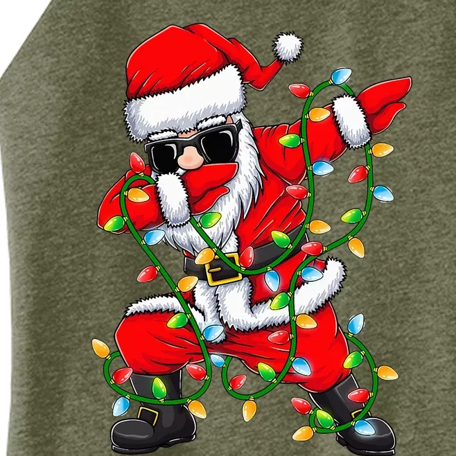 Dabbing Santa Xmas Lights Gifts Christmas Women’s Perfect Tri Rocker Tank