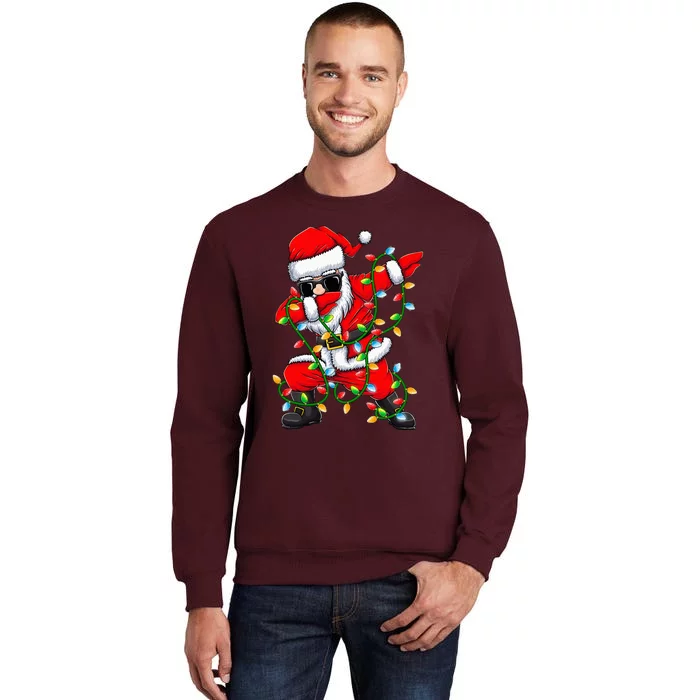 Dabbing Santa Xmas Lights Christmas Gifts Tall Sweatshirt