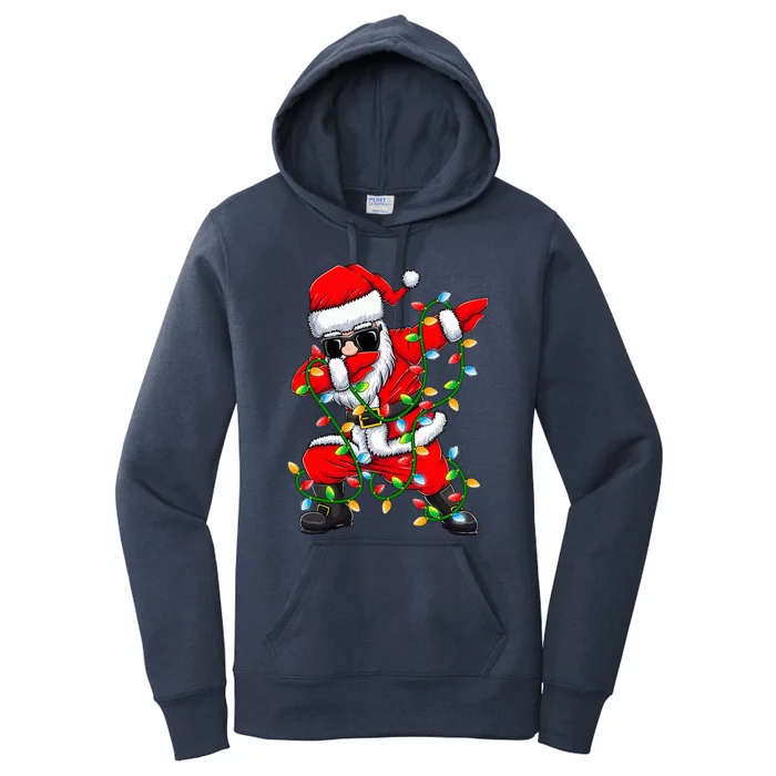 Dabbing Santa Xmas Lights Christmas Gifts Women's Pullover Hoodie