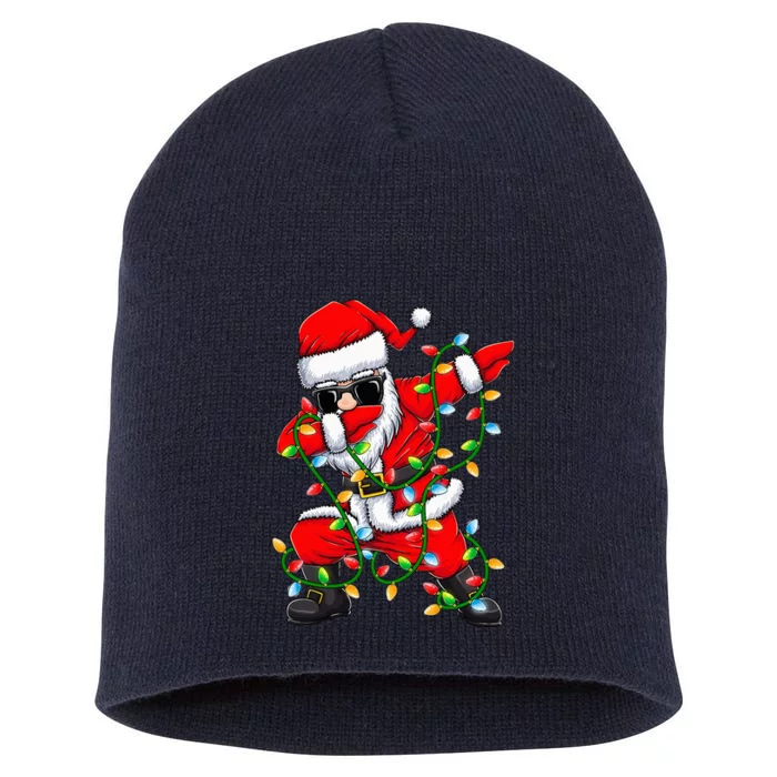 Dabbing Santa Xmas Lights Christmas Gifts Short Acrylic Beanie