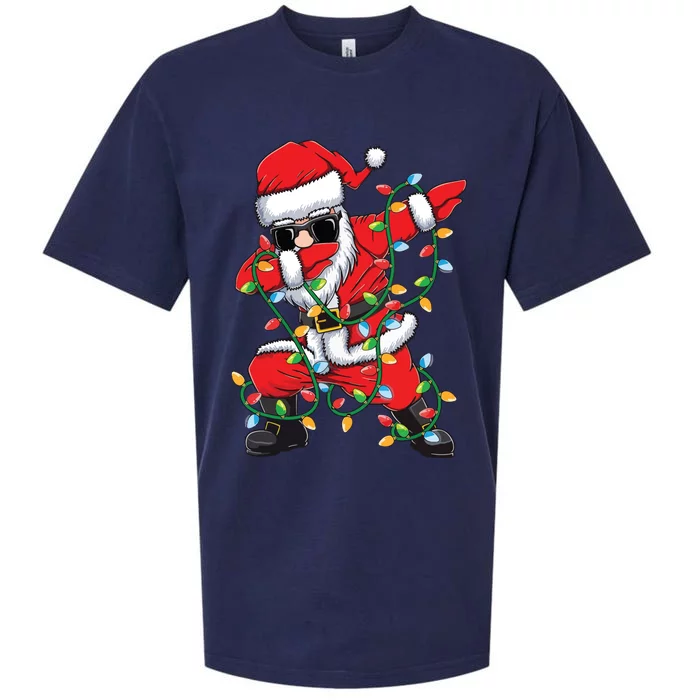 Dabbing Santa Xmas Lights Christmas Sueded Cloud Jersey T-Shirt