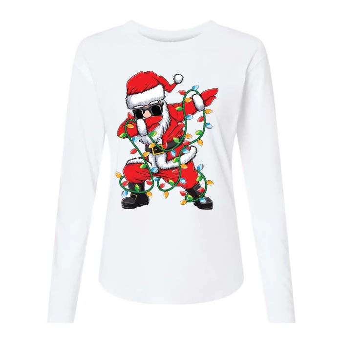 Dabbing Santa Xmas Lights Christmas Womens Cotton Relaxed Long Sleeve T-Shirt