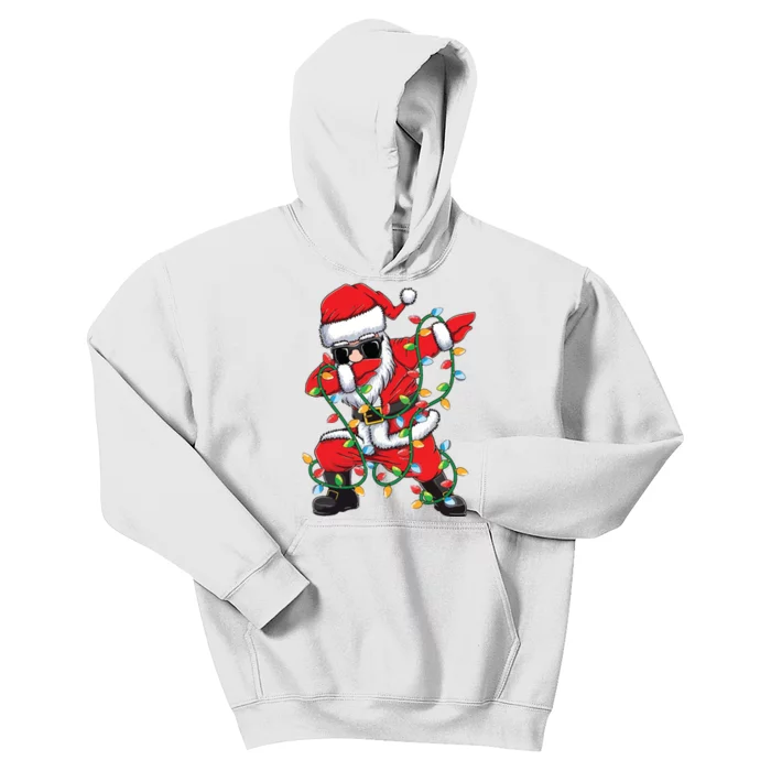 Dabbing Santa Xmas Lights Christmas Kids Hoodie