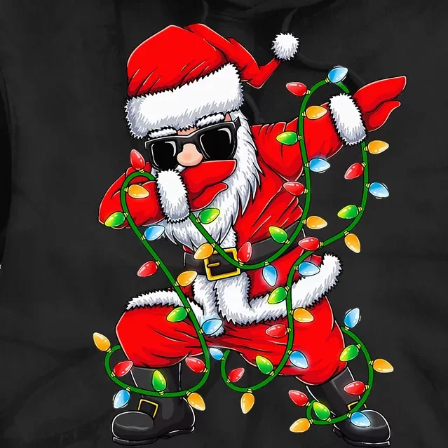 Dabbing Santa Xmas Lights Gifts Christmas Tie Dye Hoodie