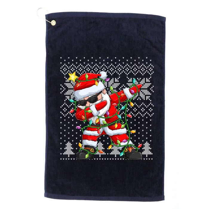 Dabbing Santa Xmas Tree Lights Platinum Collection Golf Towel