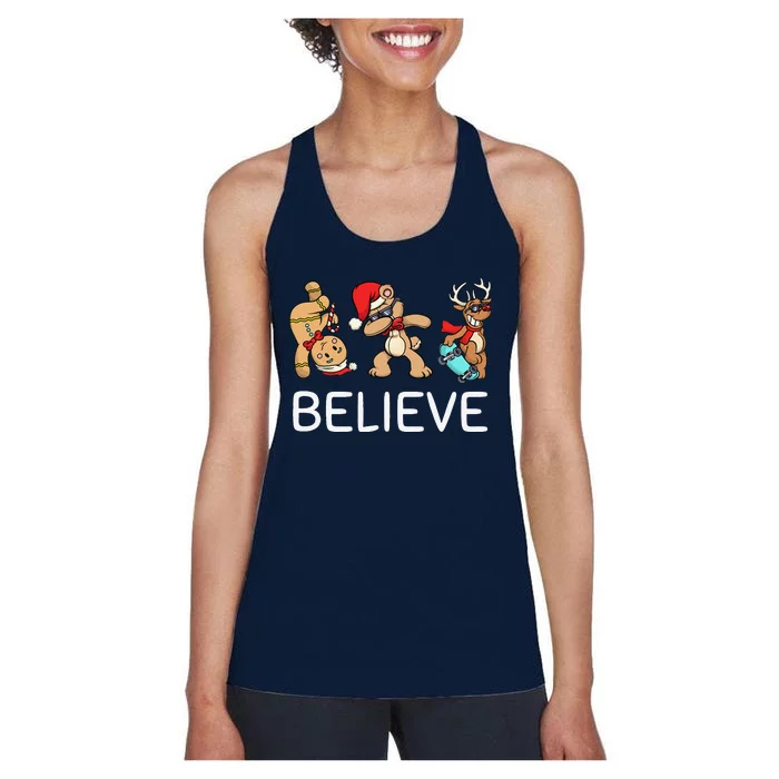 Dabbing Santa Xmas For Believe Christmas Women's Racerback Tank